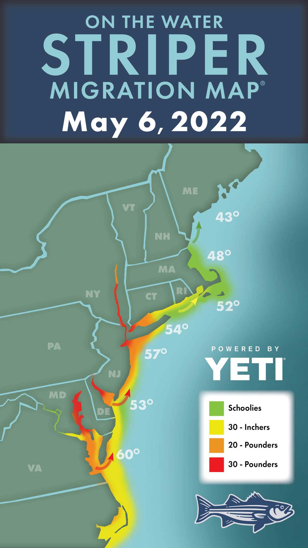 Striper Migration Map – May 6, 2022