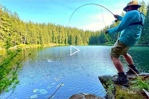 GIANT Trout Fishing in TINY MOUNTAIN LAKE!!! (Catch & Cook)