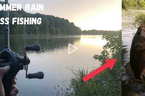 Summer Bass Fishing in the RAIN at Lake Elkhorn MD